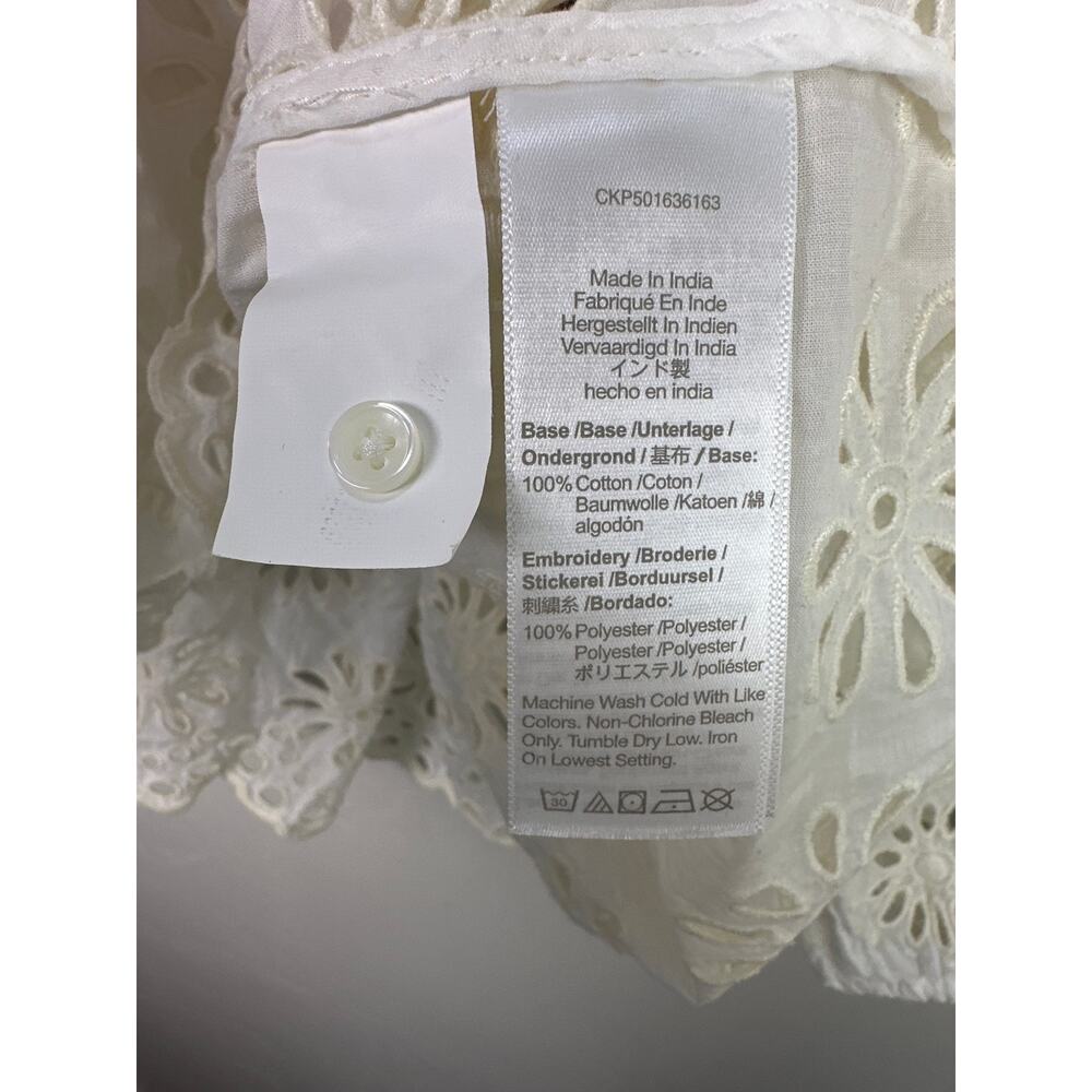 Madewell NWT Women’s Embroidered Shirred Eyelet Puff Sleeve Top size Large - Picture 7 of 7